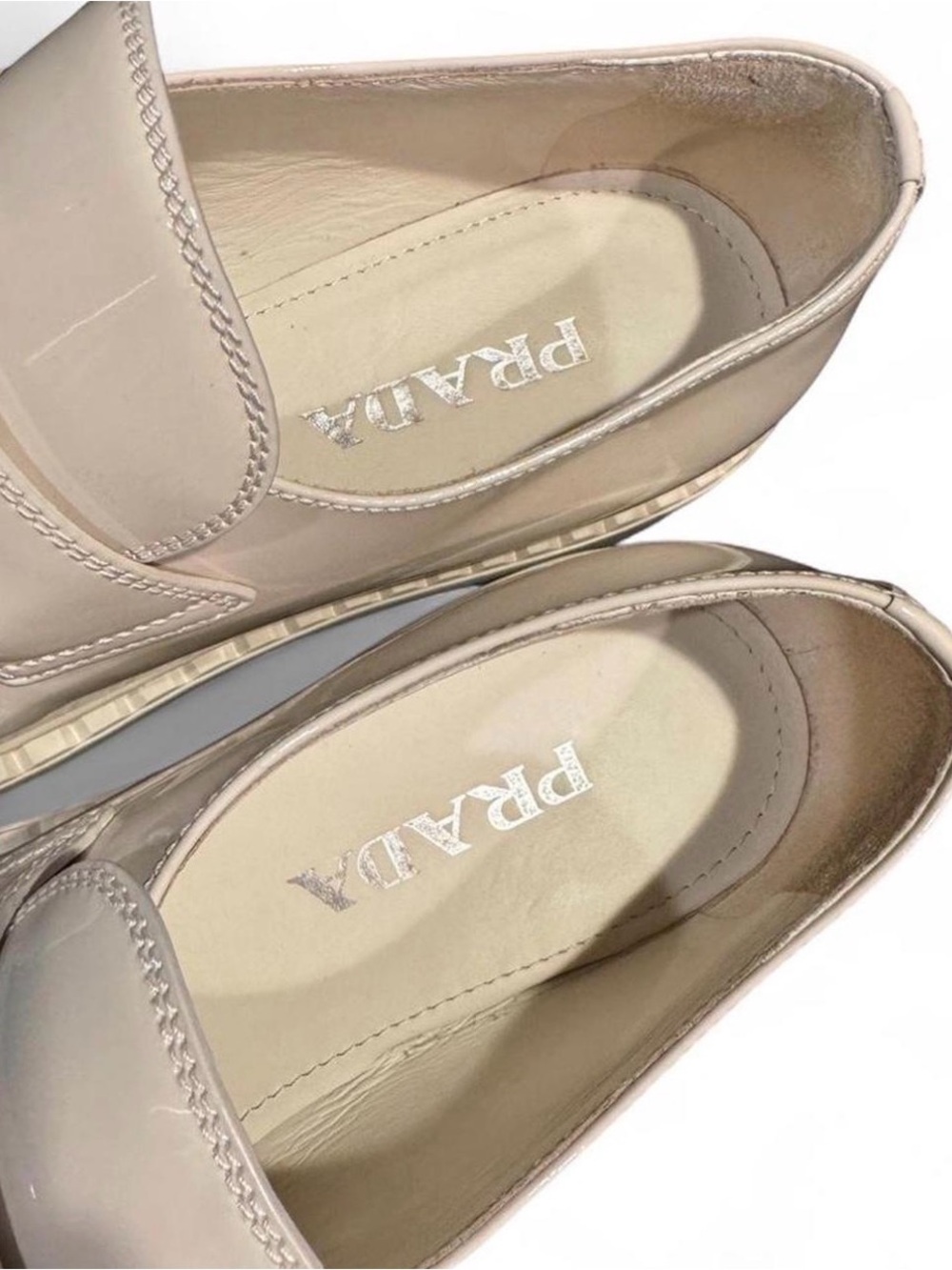 Prada Women’s Beige Patent Leather Loafers - Picture 3 of 8